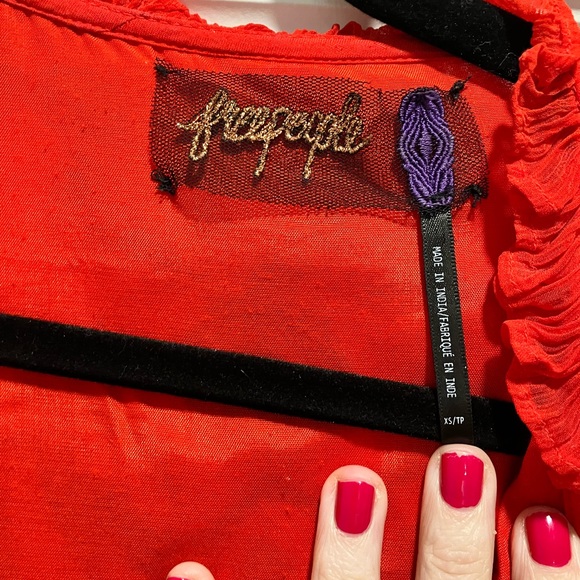 Red Embroidered Women's Top - Picture 5 of 8